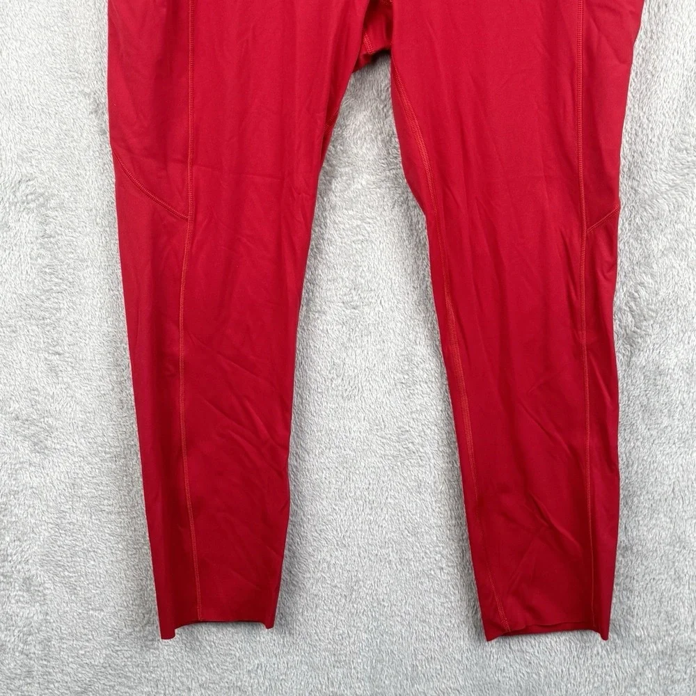 Lululemon Crop Leggings Womens 10 Red Athleisure Activewear Yoga Side Pockets